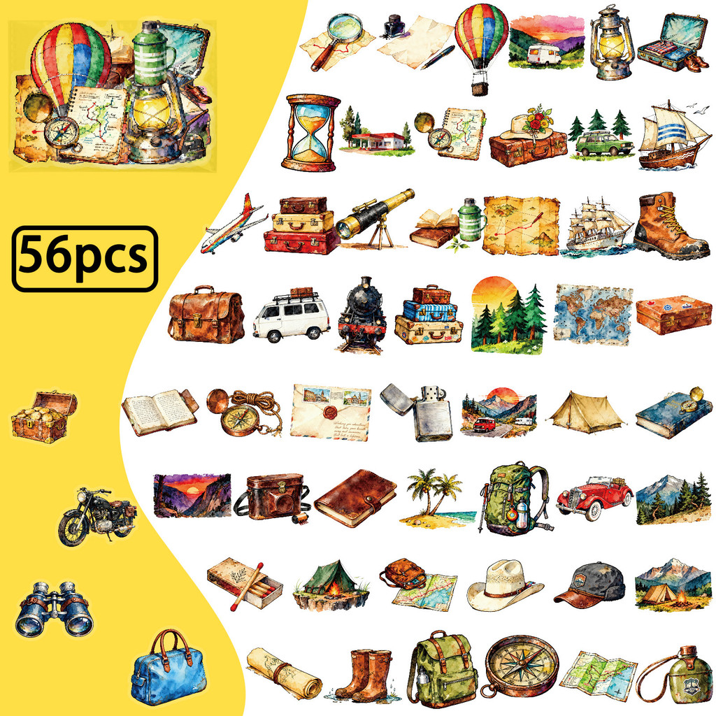 Outdoor Adventure Stores - 56 autocollants transparents en PET style